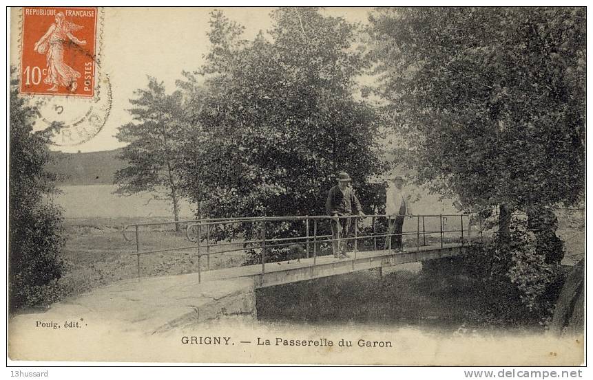 Carte Postale Ancienne Grigny - La Passerelle Du Garon - Grigny