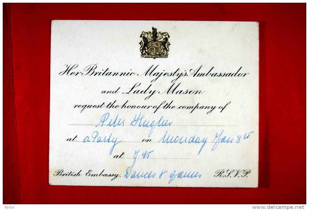 Invitation De L'ambassadeur De Grande-Bretagne / British Ambassy - Other & Unclassified