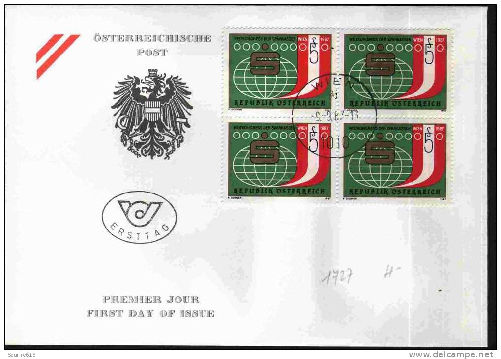 Fdc Autriche 1987 Congrès Mondial Savings Banks Vienne Bloc 4 - Münzen