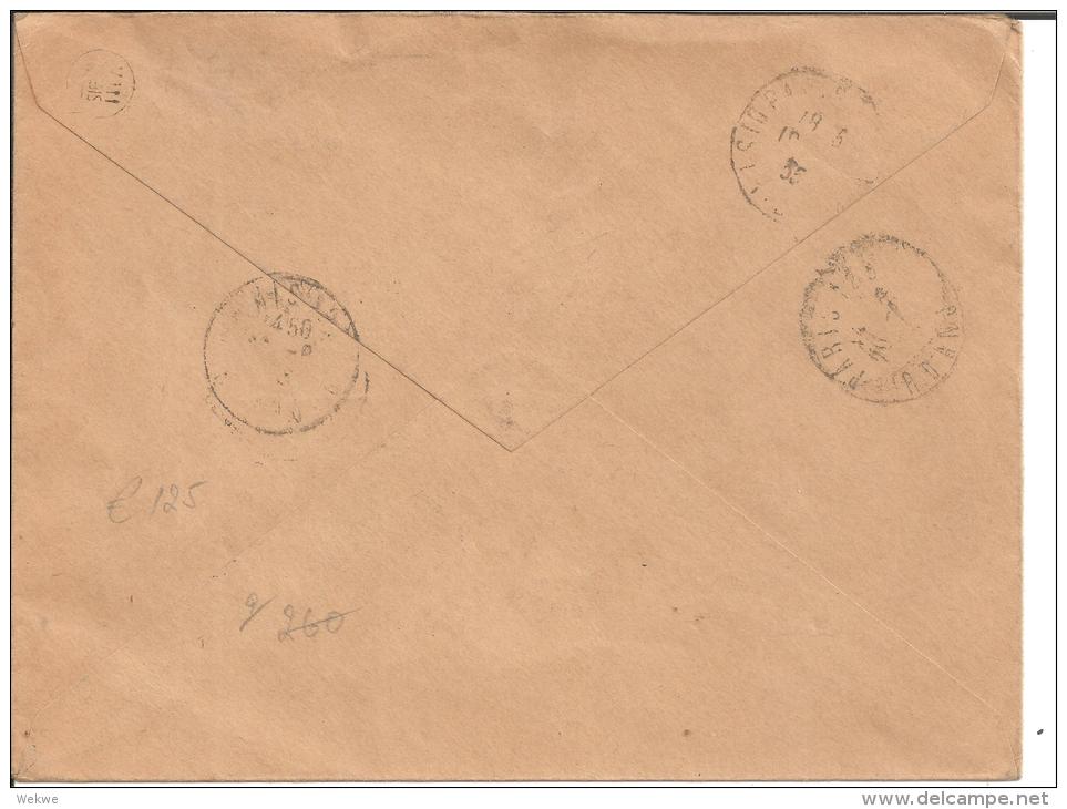 Fdi006a/ Schön Frankiertes Einschreiben 1935 Nach Paris Mit Weiterleitung (Les Wallis) - Lettres & Documents