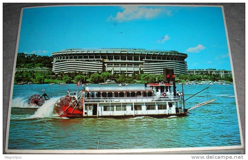 USA,Pittsburgh,"Three Rivers",Stadium,Sport,Boat,Ship,postcard - Pittsburgh