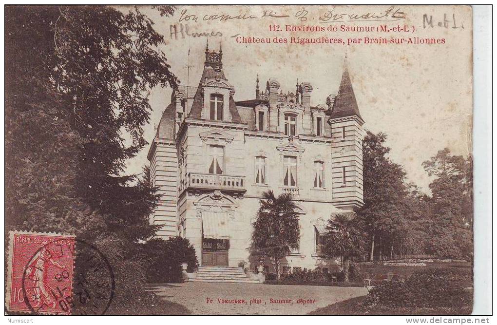 SUPERBE CPA..D ALLONNES..BELLE VUE DU CHATEAU DES RIGAUDIERES..BORD DROIT UN PEU USAGE.. - Allonnes