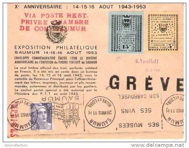 LETTRE GREVE PTT DE SAUMUR . GANDON - Other & Unclassified