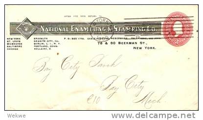 USG024 /USA -   Firmen-Ganzsache Mit Washington 2Cts.,N.Y.1900 Nach Bay City - ...-1900