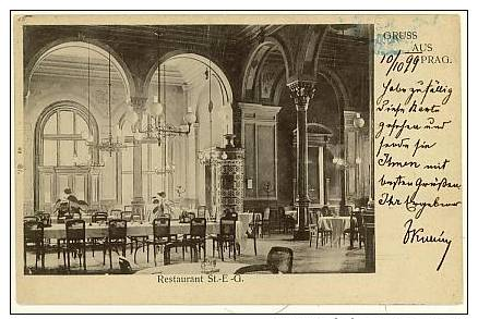 Czech Republic - GRUSS AUS PRAG.  Restaurant St.-E -G. (Austria-Hungary) - 1899 - República Checa