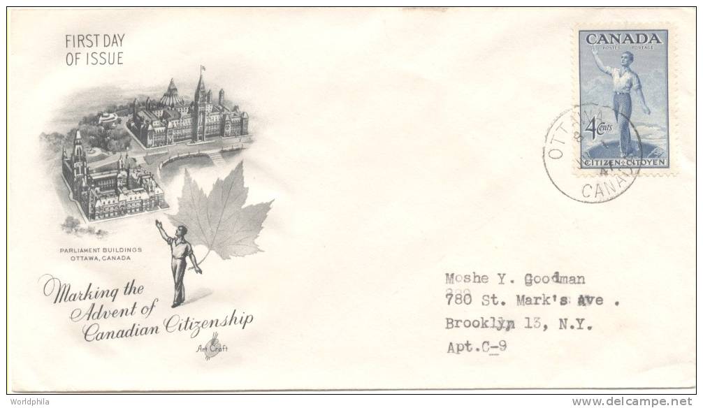 Canada-USA "Canadian Citizenship" Cacheted FDC 1947 - ....-1951