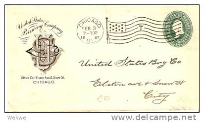 USG056 / Bierbrauerei,Chicago 1897 Flaggenstempel T (Brewering Comp.) - Briefe U. Dokumente