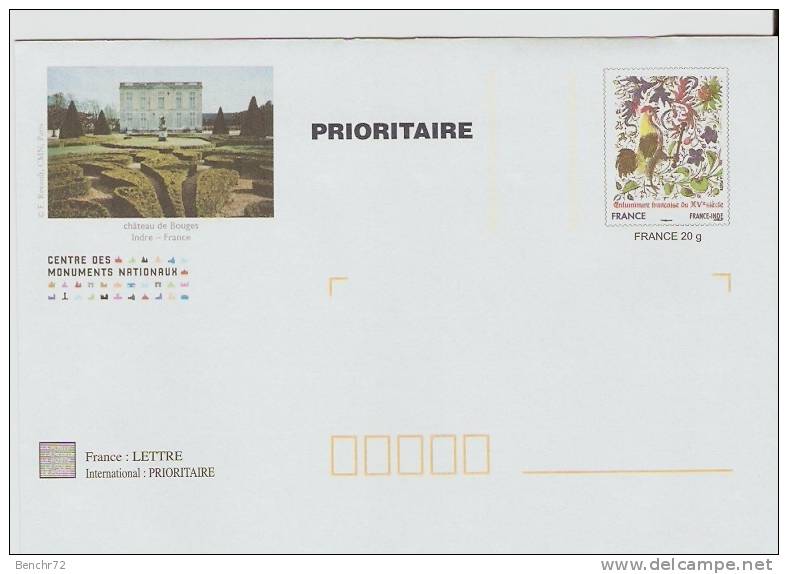 PAP - Prêt-à-Poster - Timbre ENLUMINURE - MONUM - CHATEAU DE BOUGES - ETAT NEUF - Prêts-à-poster:Stamped On Demand & Semi-official Overprinting (1995-...)