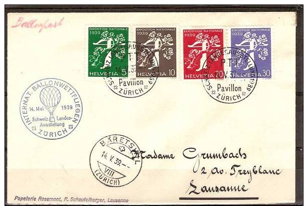 SUISSE, ENVELOPE EXPO 1939, IDIOME FRANCAIS. - Storia Postale