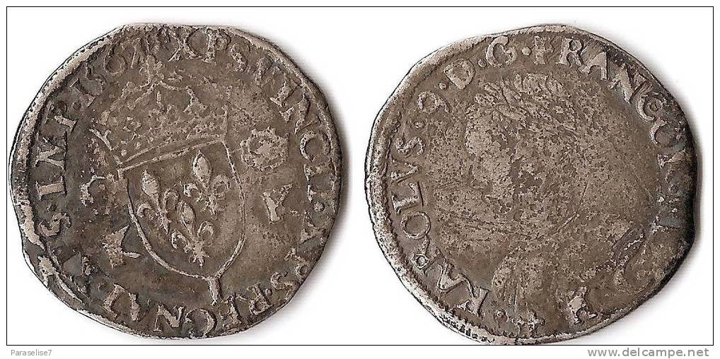 FRANCE   TESTON   1567 I    CHARLES IX   ARGENT   RARE !  QUALITE  ! - 1560-1574 Karel I