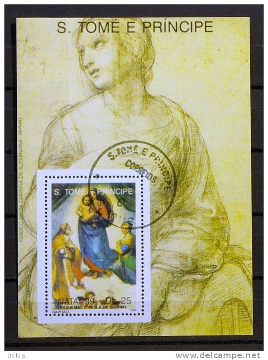 Saint Thomas & Prince - 1989 - Tableaux - Paintings - Raphael - Oblitéré - Madonnen