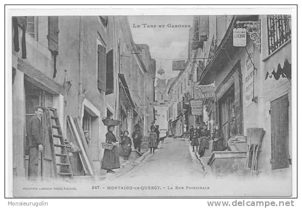 82 )) MONTAIGU DU QUERCI, La Rue Principale, ANIMEE, Labouche édit - Montaigu De Quercy