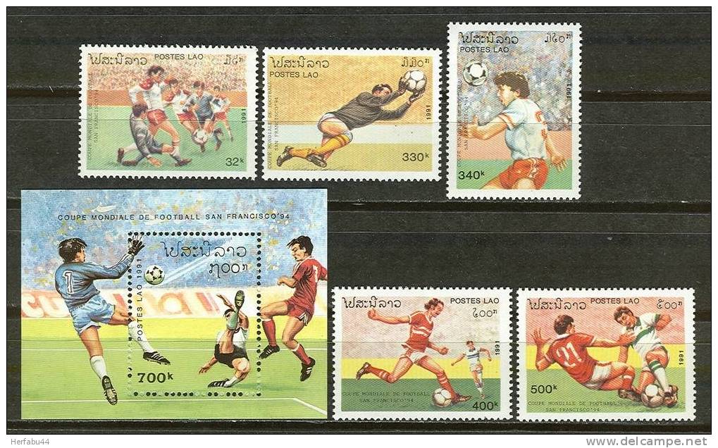 Laos      " 1994 World Cup Soccer "      Set & Souvenir Sheet   SC#1032-37 MNH** - Autres & Non Classés
