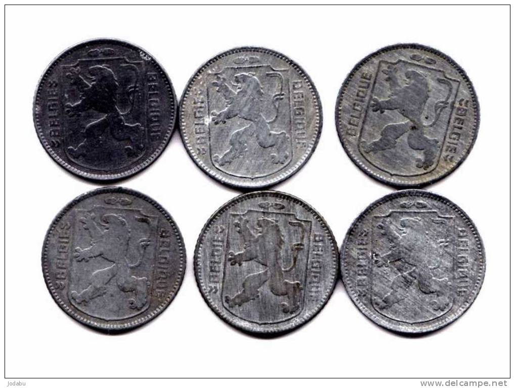 6 Piéces De 1 Francs -1941fr-1942fl-1943fl-1944fl-1945fl-1946fl- -belgique- - 1 Franc