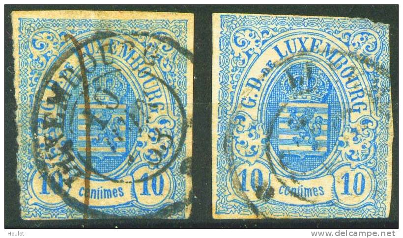 Luxemburg Mi. N° 6a Gestempelt 2 Mal ,1859/1863. Freimarken: Wappen Im Kreis Oder Im Oval;  Die Linke Marke Ist Einwandf - 1859-1880 Coat Of Arms