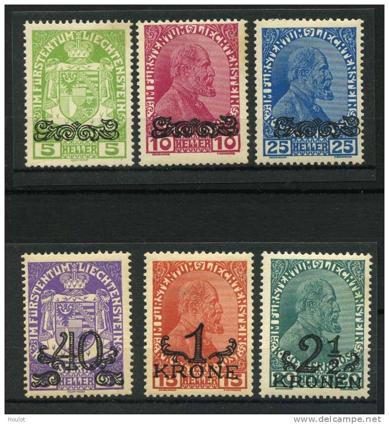 Liechtenstein Mi.N° 11/16 * 1920, Freimarken. Marken Der Ausgabe 1917/18 Mit Aufdruck, - Unused Stamps