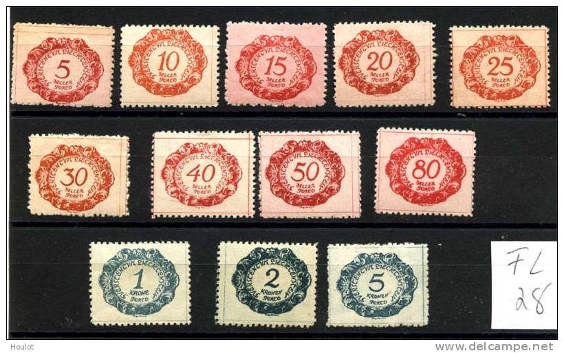 Liechtenstein Mi.No P1-12 Von 1920, Ziffernzeichnung, Porto * + ** Hierbei Sind Die Heller-Marken ** Die 3 Kronen-Mark - Strafportzegels