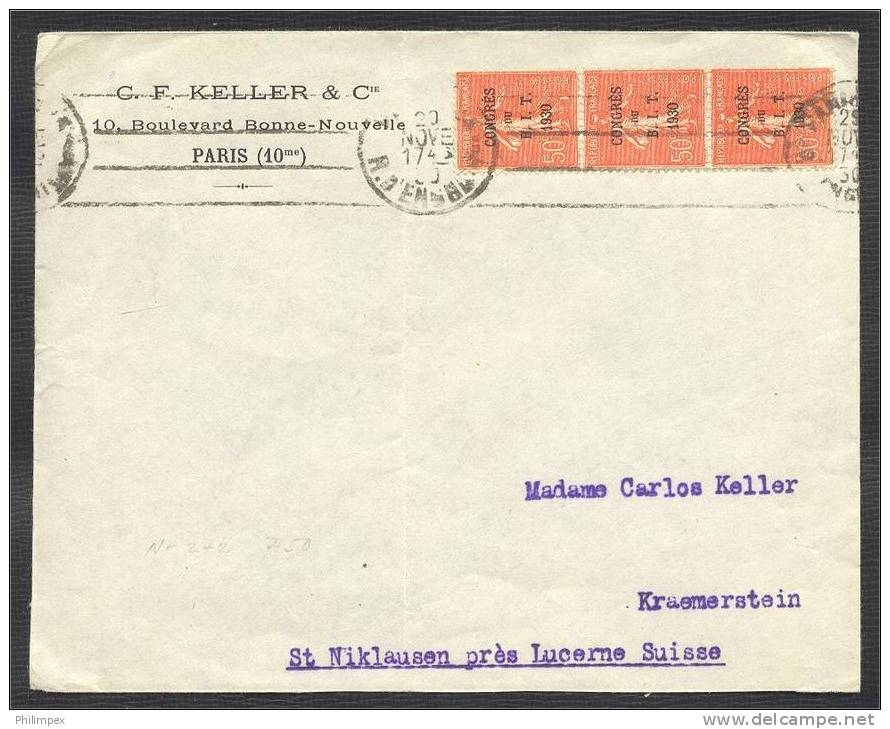 FRANCE, 50 CENTIMES B.I.T 3x On Cover To Switzerland! - Briefe U. Dokumente