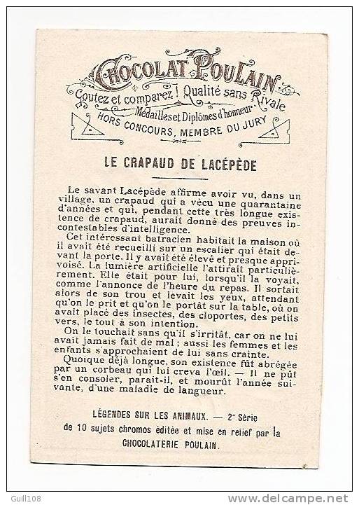 Jolie Chromo Poulain Gaufrée Légendes Sur Les Animaux Le Crapaud De Lacépède A1-20 - Poulain