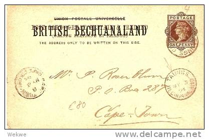 BEC013   BECHUANALAND - / P4 Taungs 1895 Nach Cape Town - 1885-1964 Protectorat Du Bechuanaland