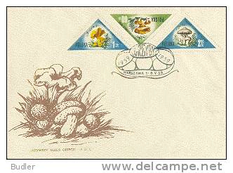 POLSKA / POLAND  : 1959 : Y. 962-64 : FDC : PADDESTOELEN,CHAMPIGNONS,MUSHROOMS, - FDC