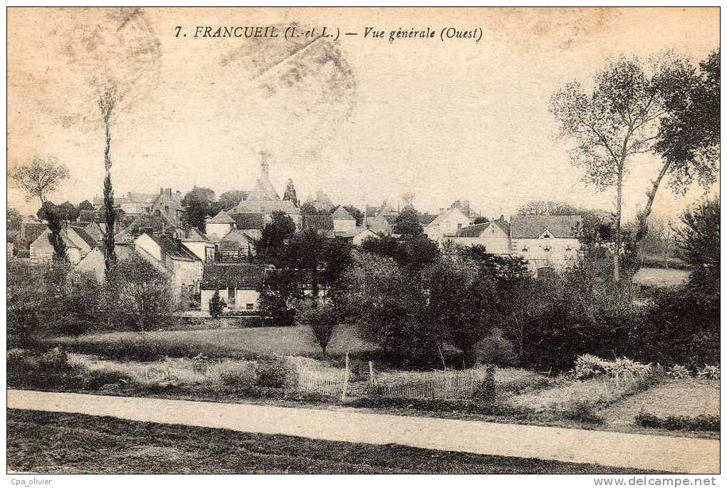 37 FRANCUEIL (envs Bléré) Vue Générale, Ouest, Ed ? 7, 1922 - Bléré