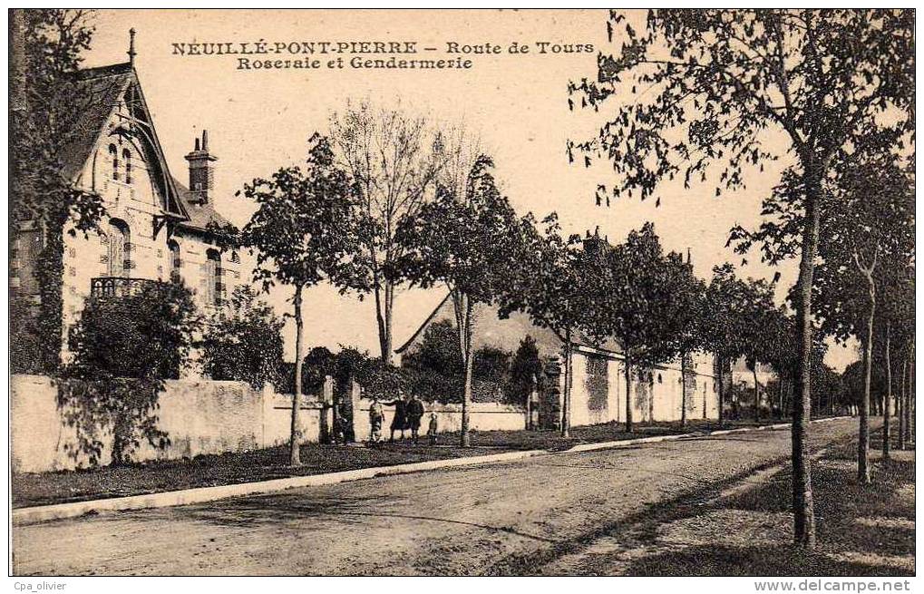 37 NEUILLE PONT PIERRE Route De Tours, Roseraie, Gendarmerie, Animée, Ed Desaix, 192? - Neuillé-Pont-Pierre