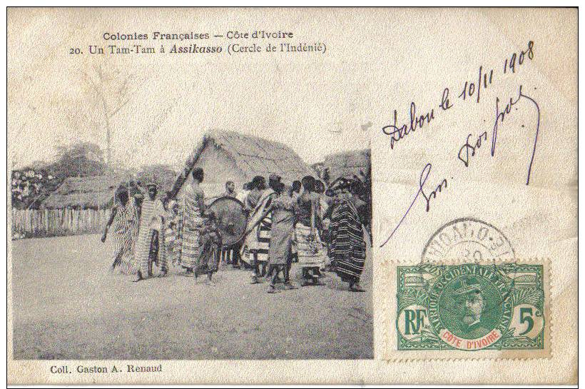 CPA Colonies Françaises - Cote D´Ivoire 1908 TAM TAM à Assikasso SUPERBE - Côte-d'Ivoire