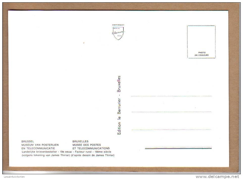 POSTES ET TELECOMMUNICATIONS MUSEE BRUXELLES FACTEUR RURAL JAMES THIRIAR - Post & Briefboten