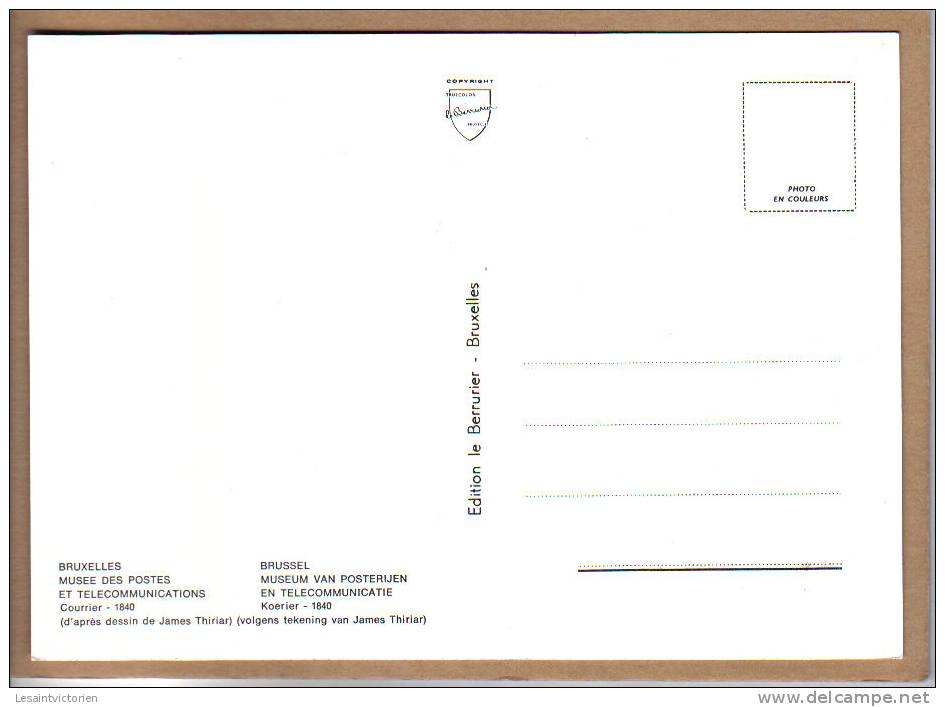 POSTES ET TELECOMMUNICATIONS MUSEE BRUXELLES COURRIER CHEVAL 1840 JAMES THIRIAR - Post