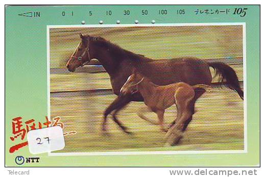 Télécarte CHEVAL (27) Pferd - Horse - Paard - Caballo Phonecard Animal Japon - Chevaux