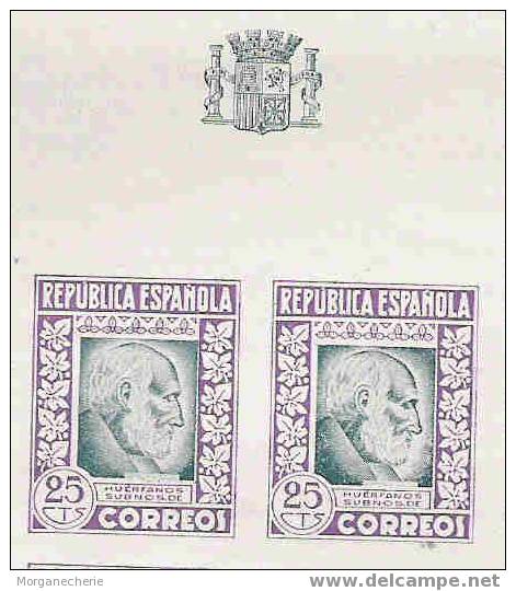 ESPAGNE, SPAIN, REPUBLICA ESPANOLA, BLOC 25 CTS,  HUERFANOS SUBNOS.DE N. 21395 - Vignettes De La Guerre Civile