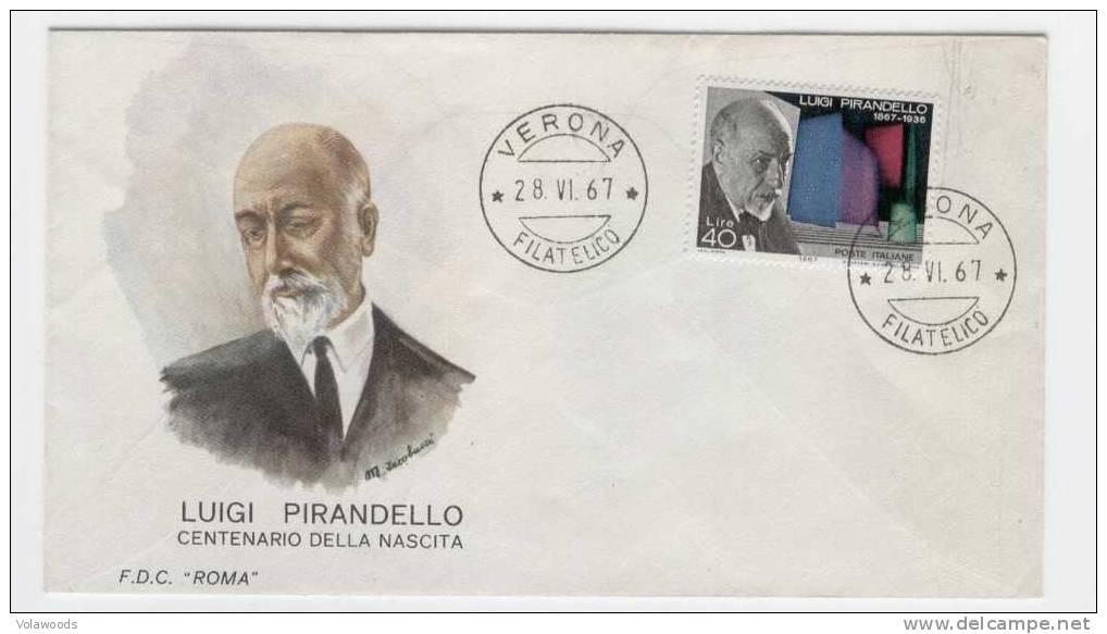 Italia - Busta Fdc Con Serie Completa: Centenario Della Nascita Di Luigi Pirandello - Teatro