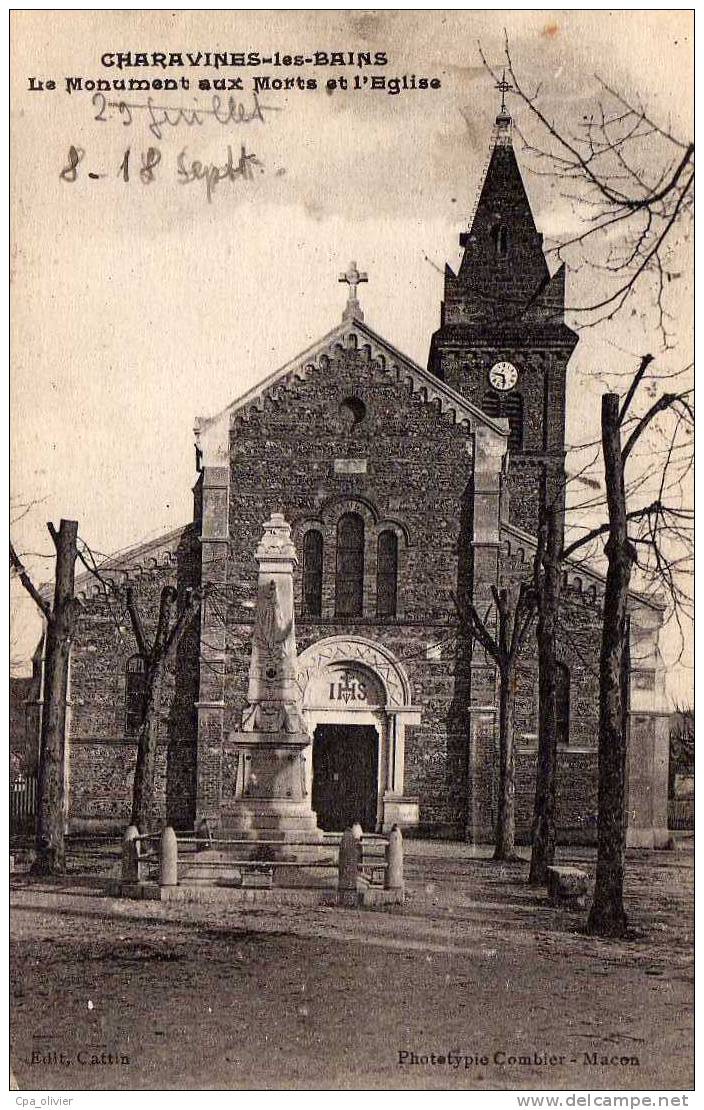 38 CHARAVINES LES BAINS (envs Virieu) Eglise, Monument Aux Morts, Guerre 1914-18, Ed CIM, 1929 - Charavines