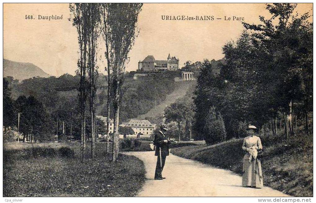 38 URIAGE LES BAINS Parc, Animée, Ed Gaude 568, Dauphiné, 1918 - Uriage