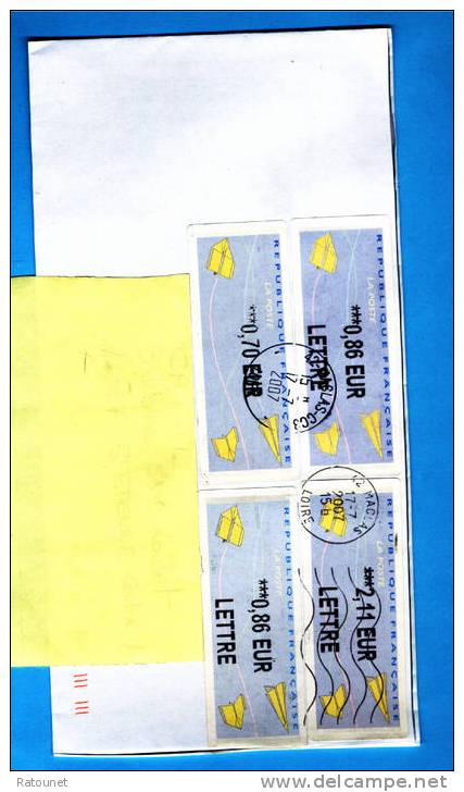 FRANCE - Vignettes Affranchissement - Timbres De Distributeur - Lisa -type Avions - 42 - MACLAS  - 17/07/2007 - 1999-2009 Illustrated Franking Labels