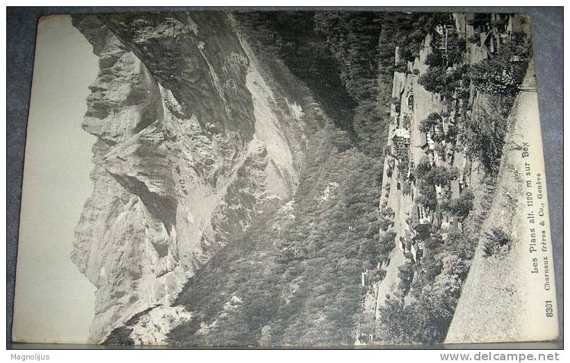 Switzerland,Bex,Les Plans,Village View,Mountains,Total,vintage Postcard - Bex