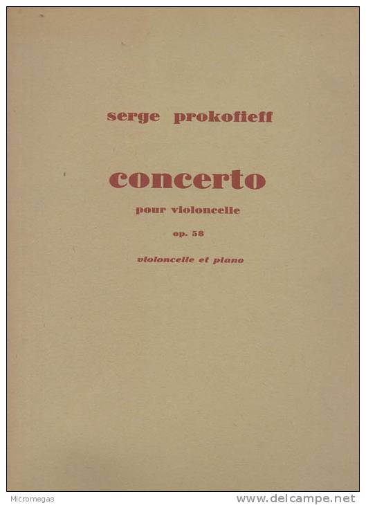 Prokofiev : Concerto Pour Violoncelle Op.58 - Streichinstrumente