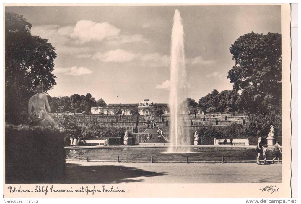 - Alte Ansichtskarte, Potsdam Sanssouci, Feldpostkarte (Flieger) 1944 Werder - Potsdam