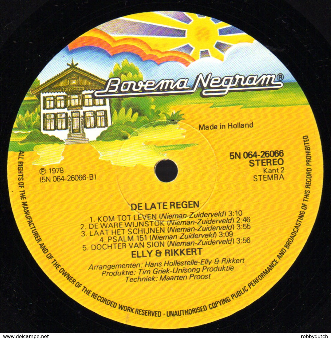 * LP * ELLY & RIKKERT - DE LATE REGEN (Holland 1978) - Country Y Folk