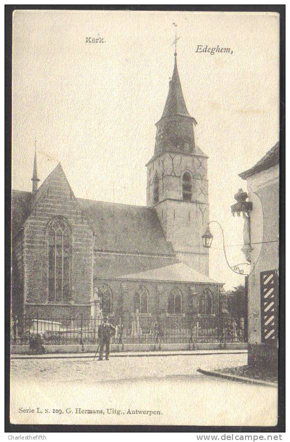 2 X " EDEGHEM KERK " Met Animatie - édit. Hermans Série L. 109  En Nels - 2 Scans - Edegem