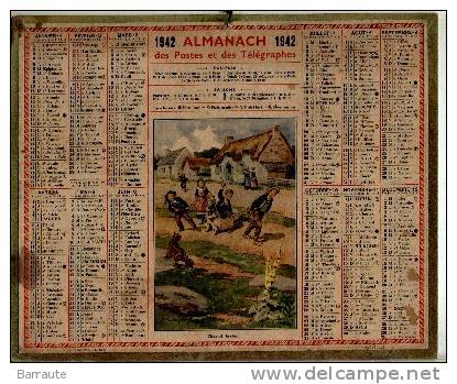 ALMANACH 1942 OBERTHUR  DES POSTES , TELEGRAPHES , Et TELEPHONES . - Kleinformat : 1941-60