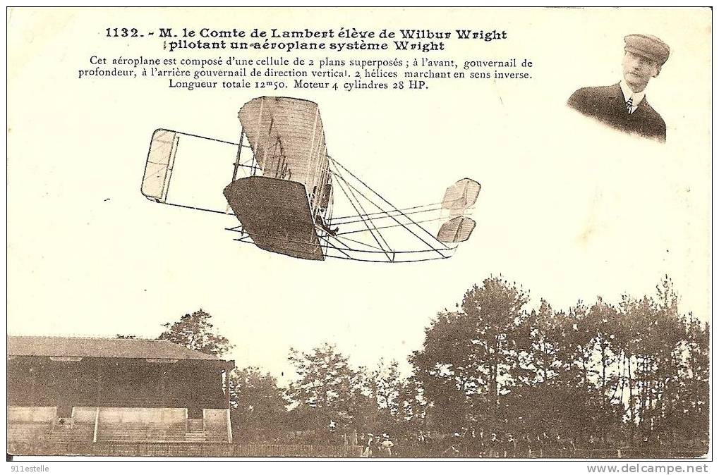 WRIGHT ,  M Le Comte De Lambert élève De Wilbur Wright - 1914-1918: 1st War