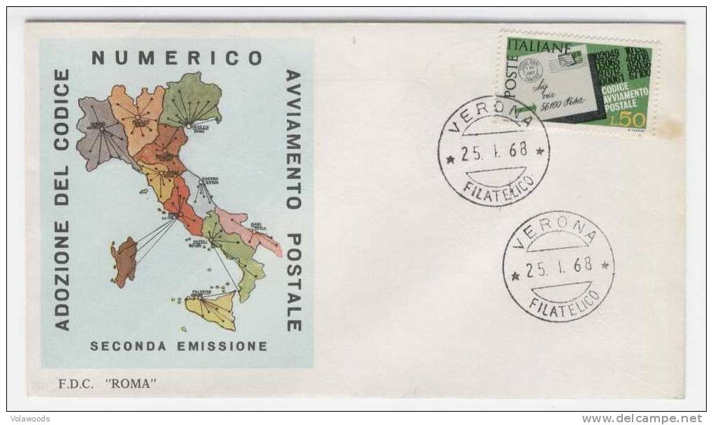Italia - Busta Fdc: Codice Di Avviamento Postale- 1966 - Postcode