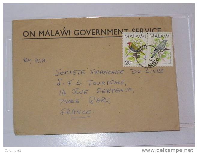 Lettre De MALAWI Avec OISEAUX - Perroquets & Tropicaux