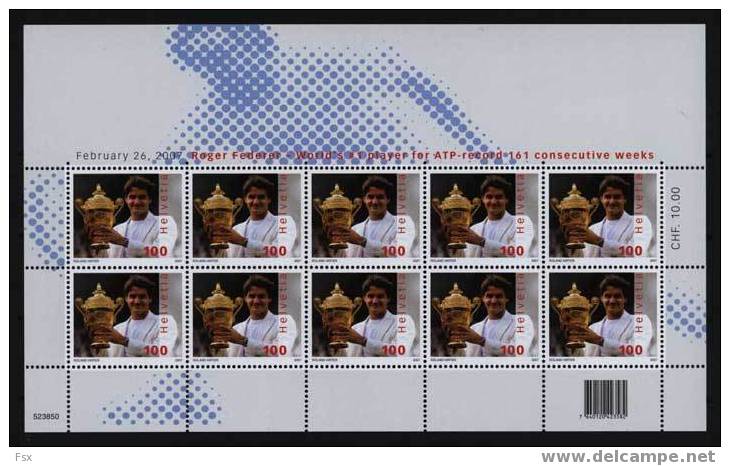 2007 Kleinbogen Roger Federer, Postfrisch ** - Blocs & Feuillets