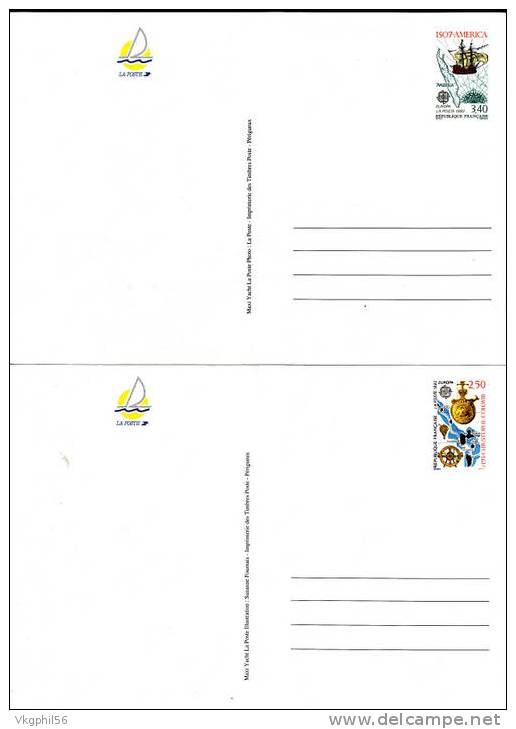 EUROPA 1992. 2 Cartes Bateaux Grands Format La Poste "ENTIERS" Neuves  TTB - 1992