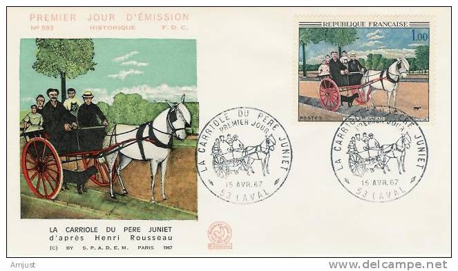 France 1967 Timbres No. 1517 Sur Lettre 1er Jour (FDC) La Cariole Du Père Juniet - 1960-1969