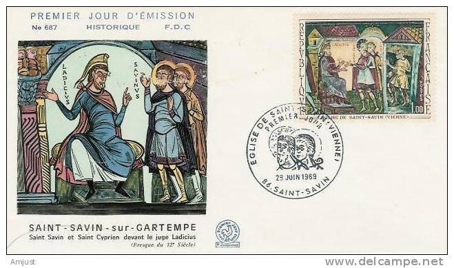 France 1969 Timbres No. 1588  Sur Lettre 1er Jour (FDC) Saint -savin-sur-Gartempe - 1960-1969