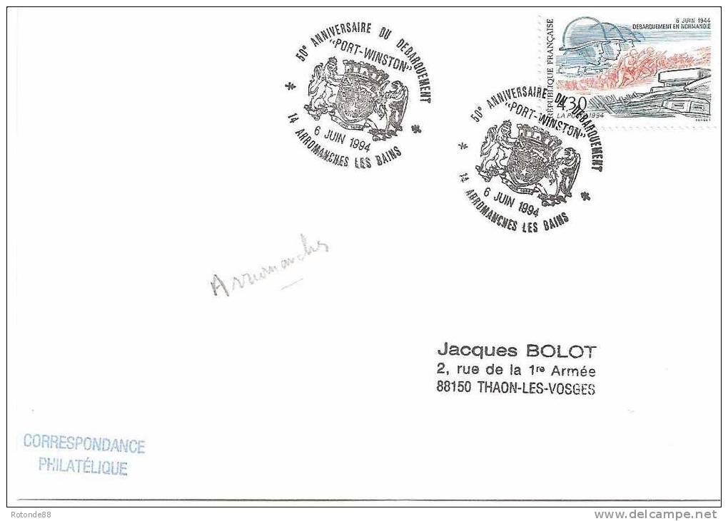 50° Anniversaire De La Libération- ARROMANCHES  LES BAINS 14 - Commemorative Postmarks